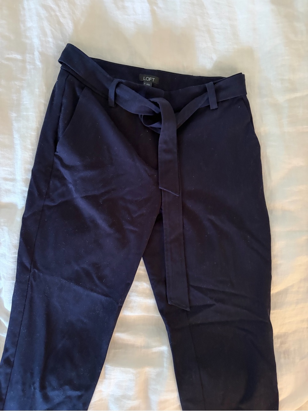 LOFT Navy Tie-Waist Chinos
